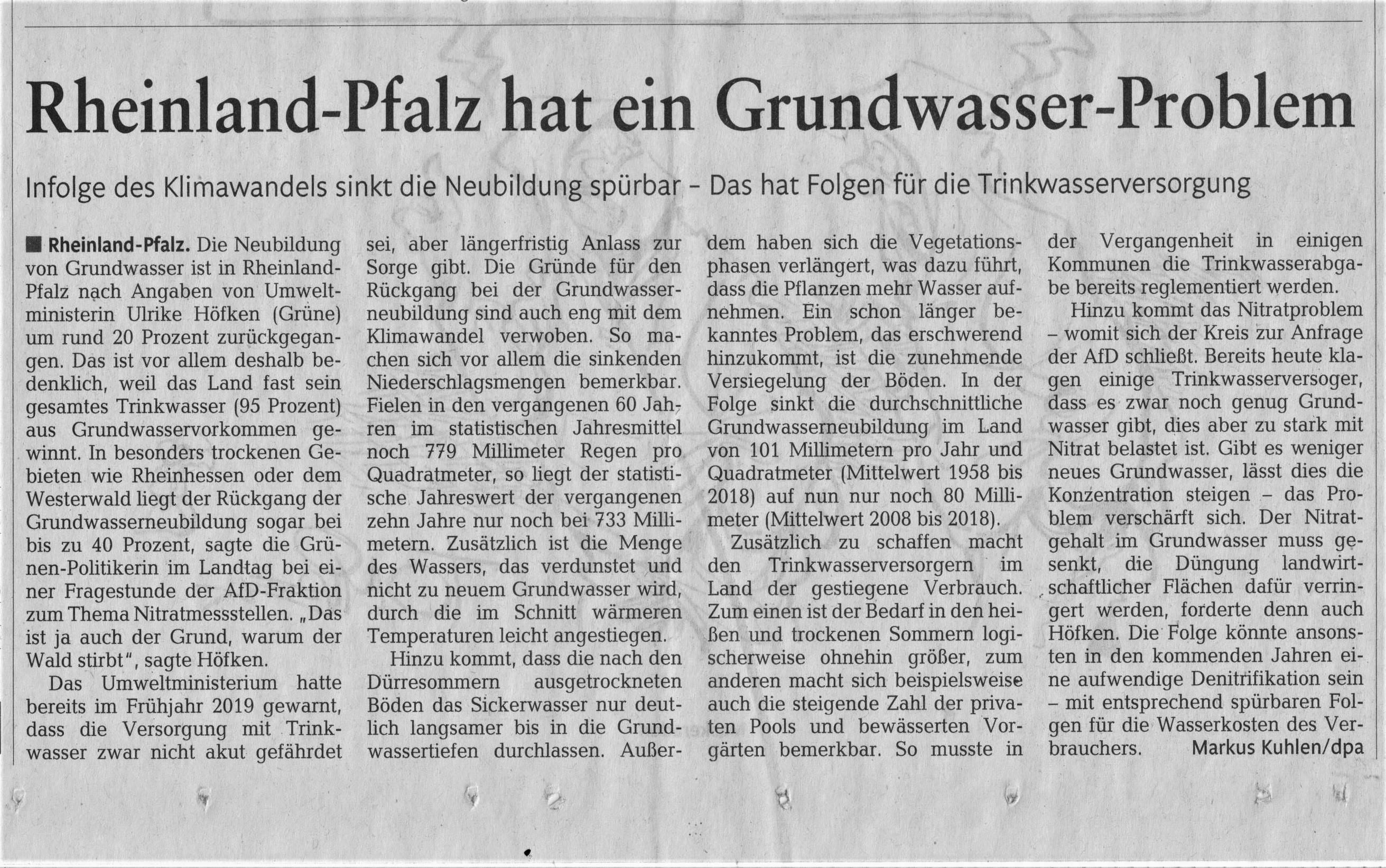 Rhein-Zeitung vom 31.01.2020